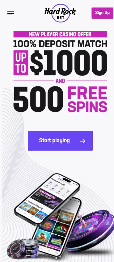 Rockbet Casino homepage on a mobile device